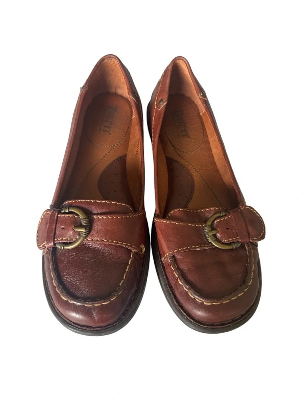 7.5 - Vintage Born Mindy Handcrafted Leather Buckle Accent Loafers Slip On Shoe